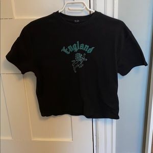 brandy melville cropped black England shirt